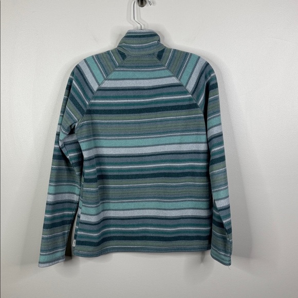 Eddie Bauer Women's Small Green Gray Striped Half Zip-Up Fleece Pullover - Picture 6 of 6